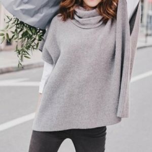 Boden Gray Clara Cowl Neck Knit Poncho Sweater S